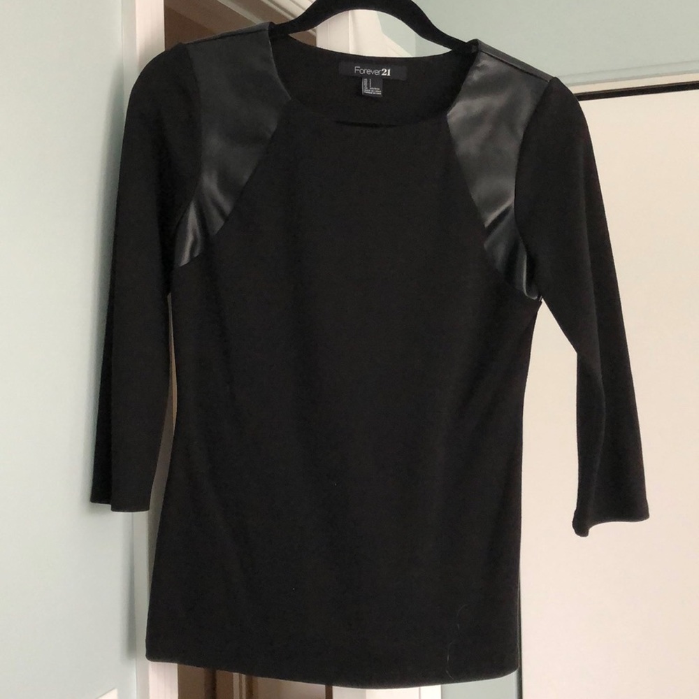 Black faux leather top